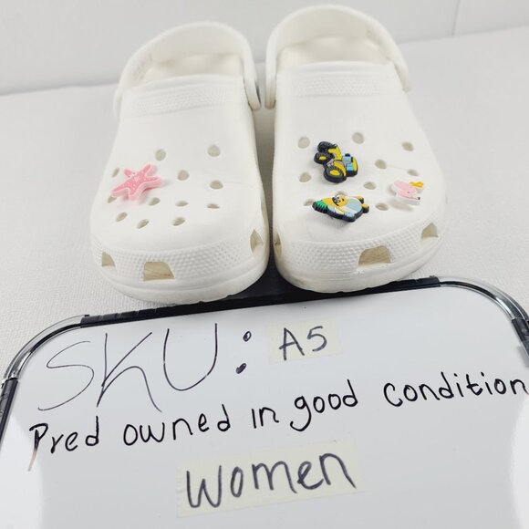 Crocs Women's Classic White Perforated Back Strap Slip-On Casual Clogs Size US 9 - Picture 9 of 9
